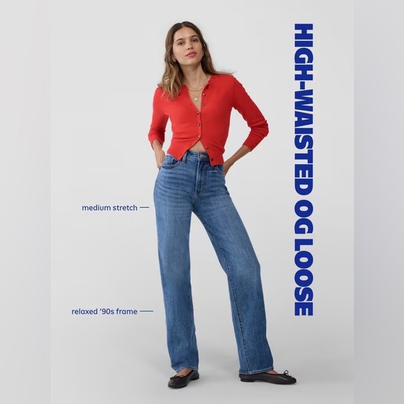 Old Navy High Rise OG Loose Straight Jeans Light Wash Size 4 GUC - Picture 11 of 12